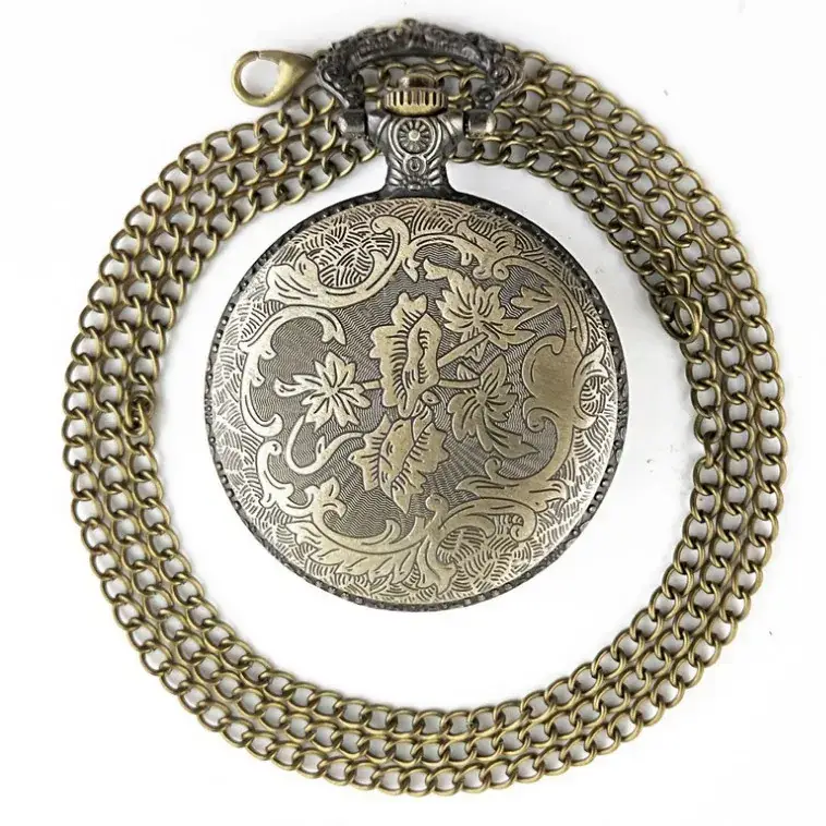 Vintage Bronze Russian Eagle Pocket Watch with Chain - Image 4