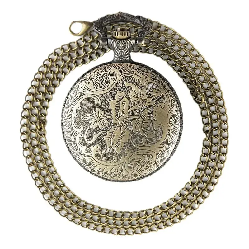Vintage Bronze Russian Eagle Pocket Watch with Chain - Image 6
