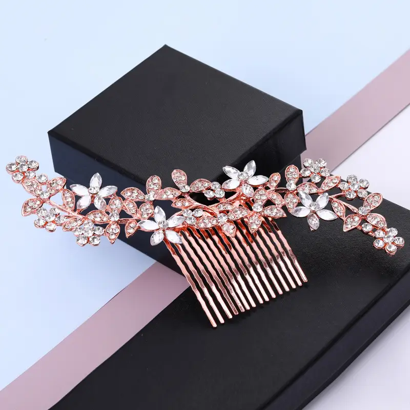 Kashutong Rhinestone Leaf Hair Comb for Bridal Wear — feature 6