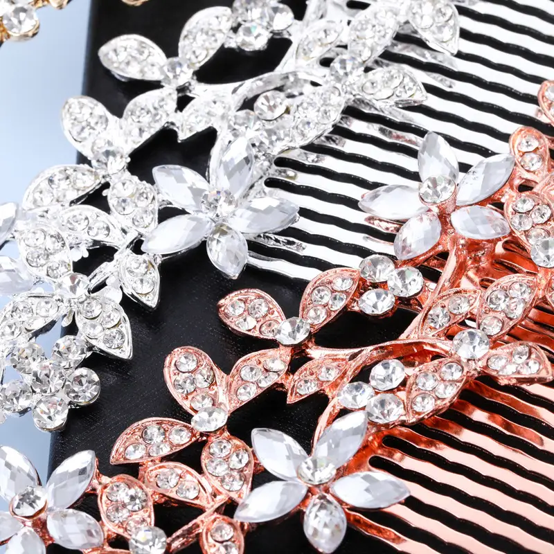 Kashutong Rhinestone Leaf Hair Comb for Bridal Wear — feature 9