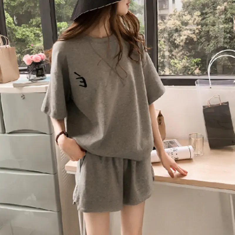 Women Black Loose Fit T-Shirt Shorts Set Spring Summer - Image 3