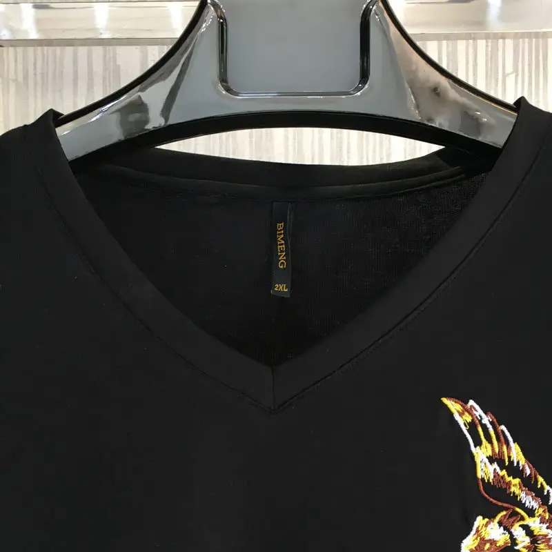 Bi Meng Embroidered Fat Man T-Shirt V-Neck - Image 4