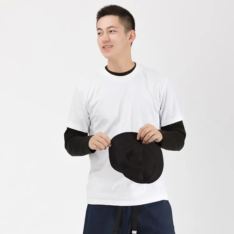 Black Cotton Long Sleeve Crewneck T-Shirt 250g - Image 7