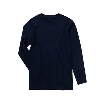 Black Cotton Long Sleeve Crewneck T-Shirt 250g - Image 4