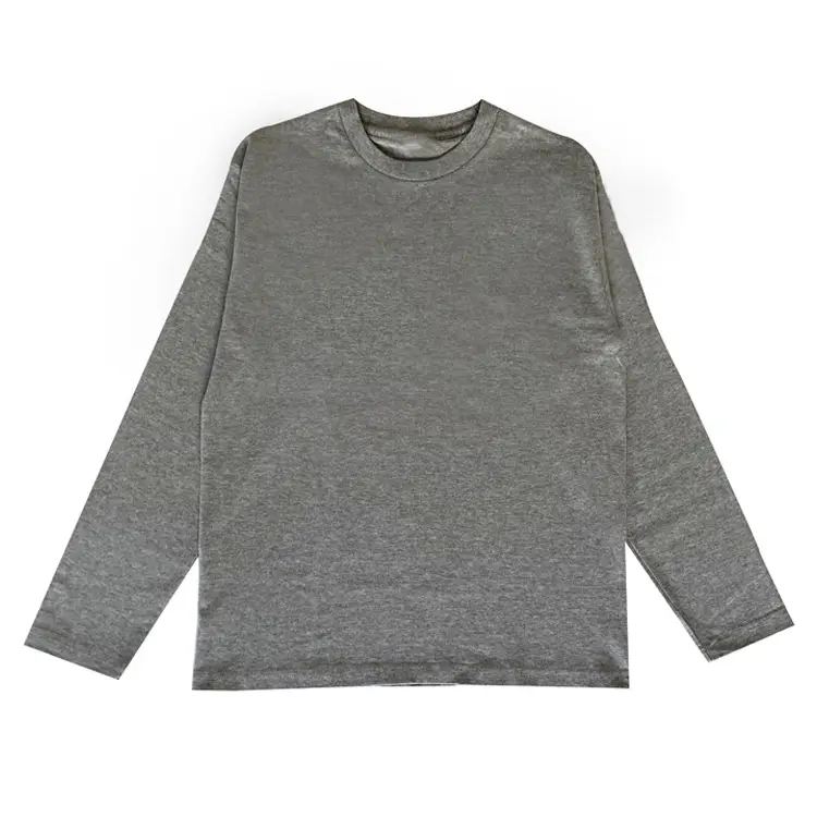 Black Cotton Long Sleeve Crewneck T-Shirt 250g - Image 5