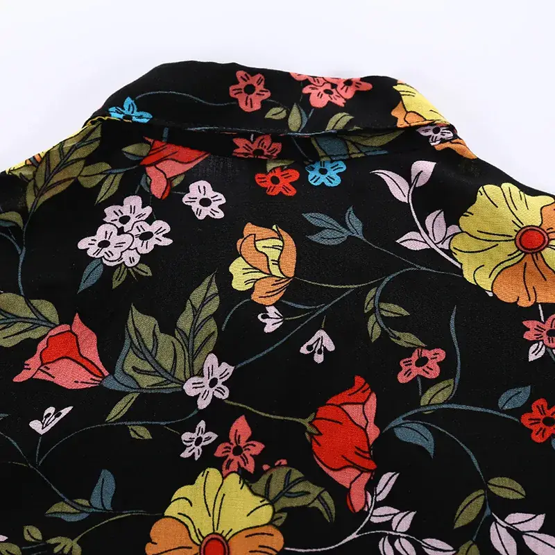 Children's Korean Style Floral Lapel Shirt Black 2024 - Image 3