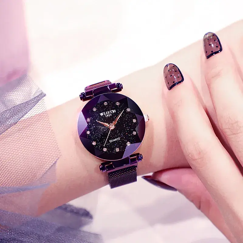 Women's Magnetic Watch Black Crystal Design - Image 4