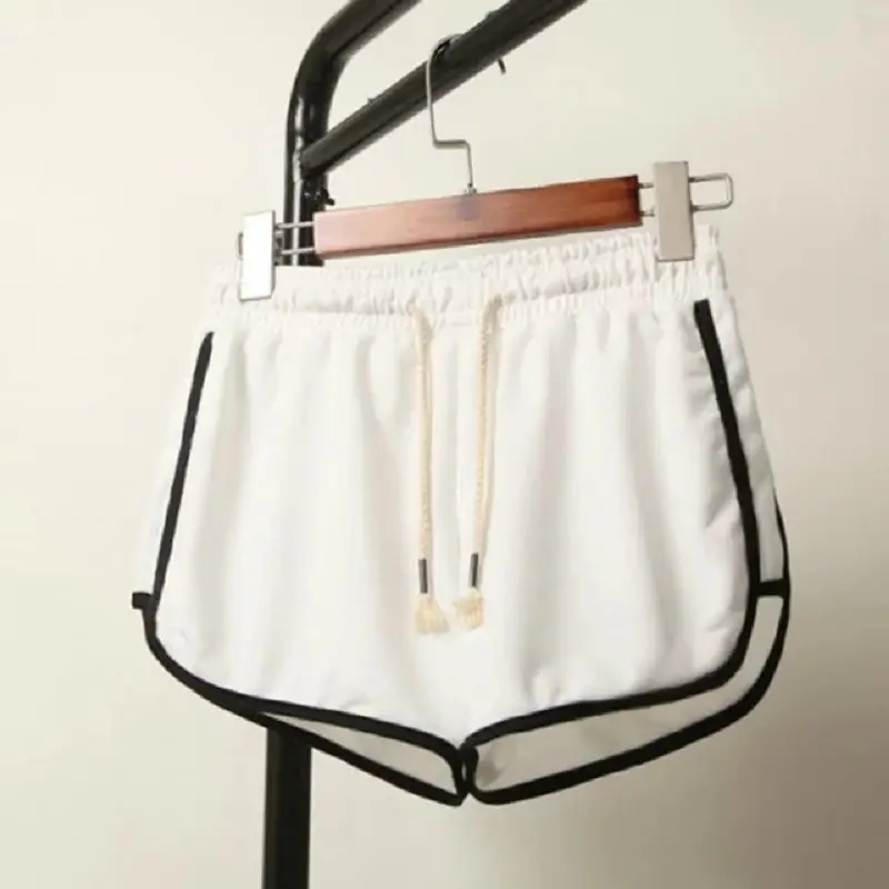 Men Grey Drawstring Shorts with White Stripes - Image 6