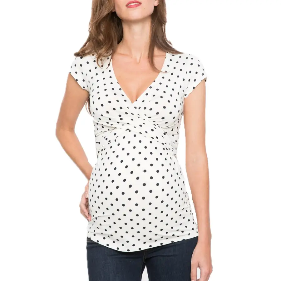 Maternity V-Neck Polka Dot Nursing Bra - Image 6