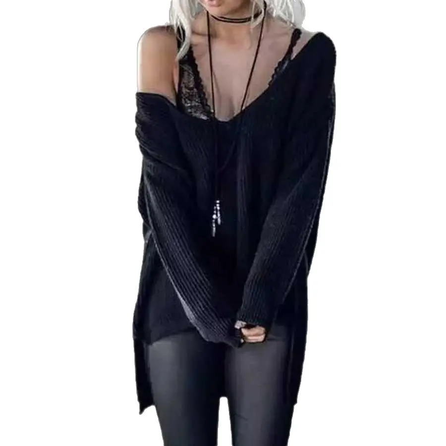 Women's Long Sleeve Knit Sweater Purple White Bottom Set - Image 6