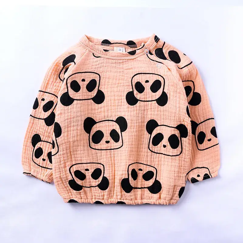 Children's Peach Strawberry Pajamas Set Cotton Linen