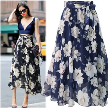 Floral Chiffon Skirt Large Size European Style