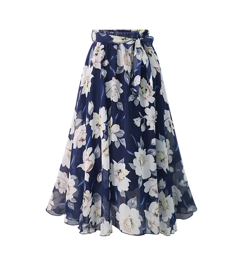 Floral Chiffon Skirt Large Size European Style — feature 2