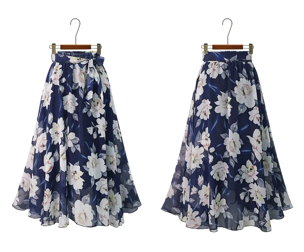Floral Chiffon Skirt Large Size European Style — feature 7