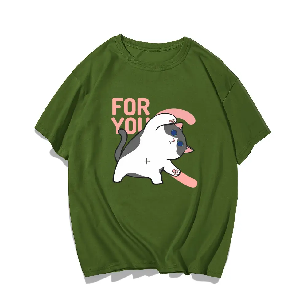 Men Women Summer Cartoon Cats Dogs Cotton T-Shirt Green - Image 15