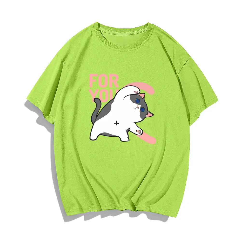 Men Women Summer Cartoon Cats Dogs Cotton T-Shirt Green - Image 16