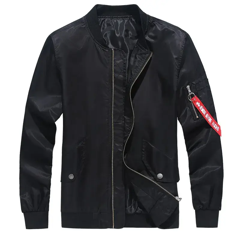 Men's Black Bomber Jacket Plus Size Plus Size - Image 5