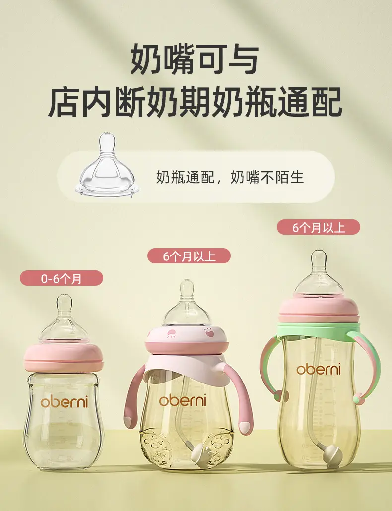 Oberney 150ML newborn glass bottle wide diameter anti-choking and anti-flatulence baby bottle baby 0-6 months — feature 12