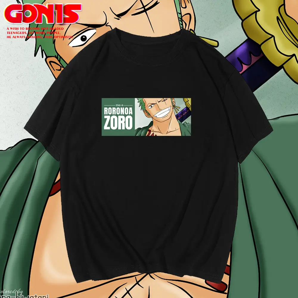 Y One Piece Zoro Printed Black T-Shirt
