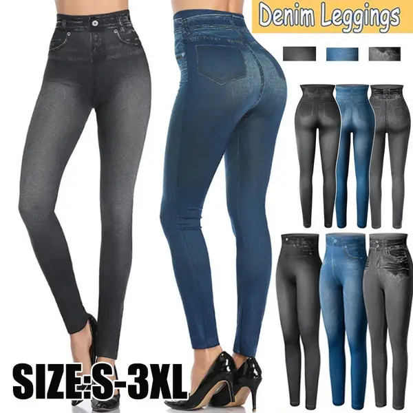 European American Denim Leggings Large Size Sexy Leg Wrapped - Image 6