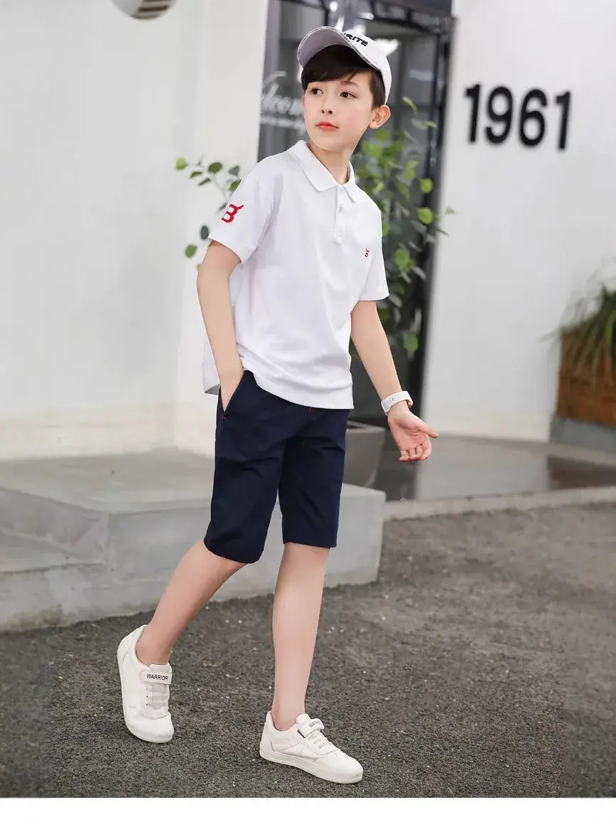 Ready-Made Cross-Border Kidsren's Clothing, Boys' Shorts, Kidsren's Summer Clothing, Medium and Large Kidsren's Summer Pure Cotton Cropped Pants, Casual Pants