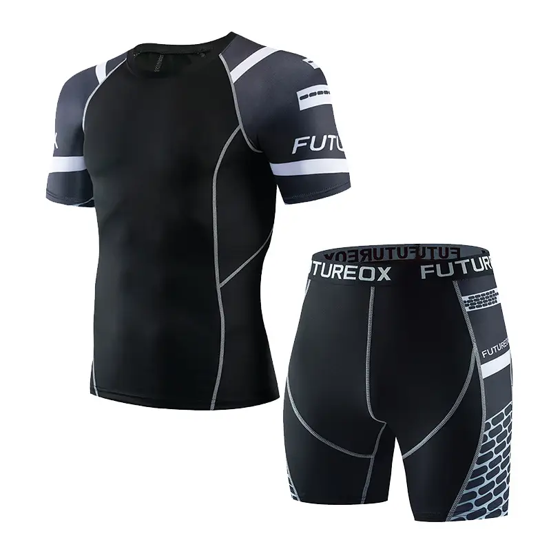 Men's Black FUTURE Stretchy Running Shorts & Top Set
