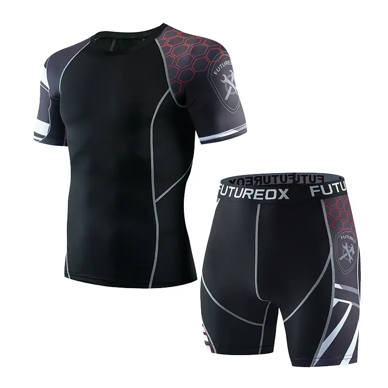 Men's Black FUTURE Stretchy Running Shorts & Top Set