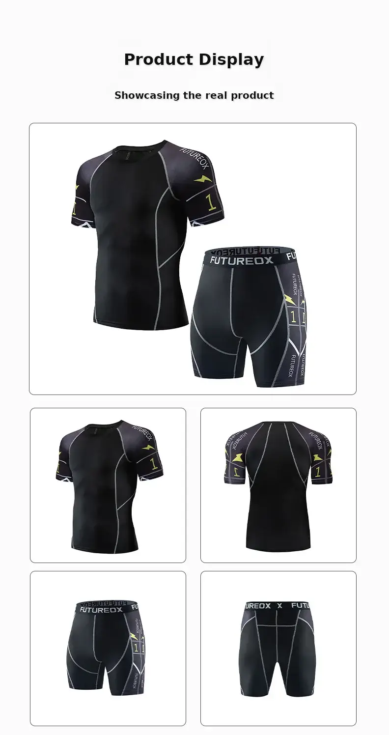 Men's Black FUTURE Stretchy Running Shorts & Top Set — feature 11