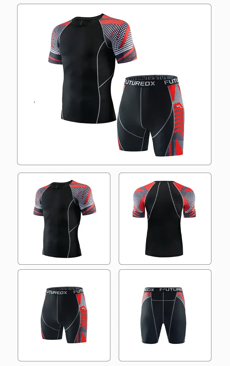 Men's Black FUTURE Stretchy Running Shorts & Top Set — feature 13