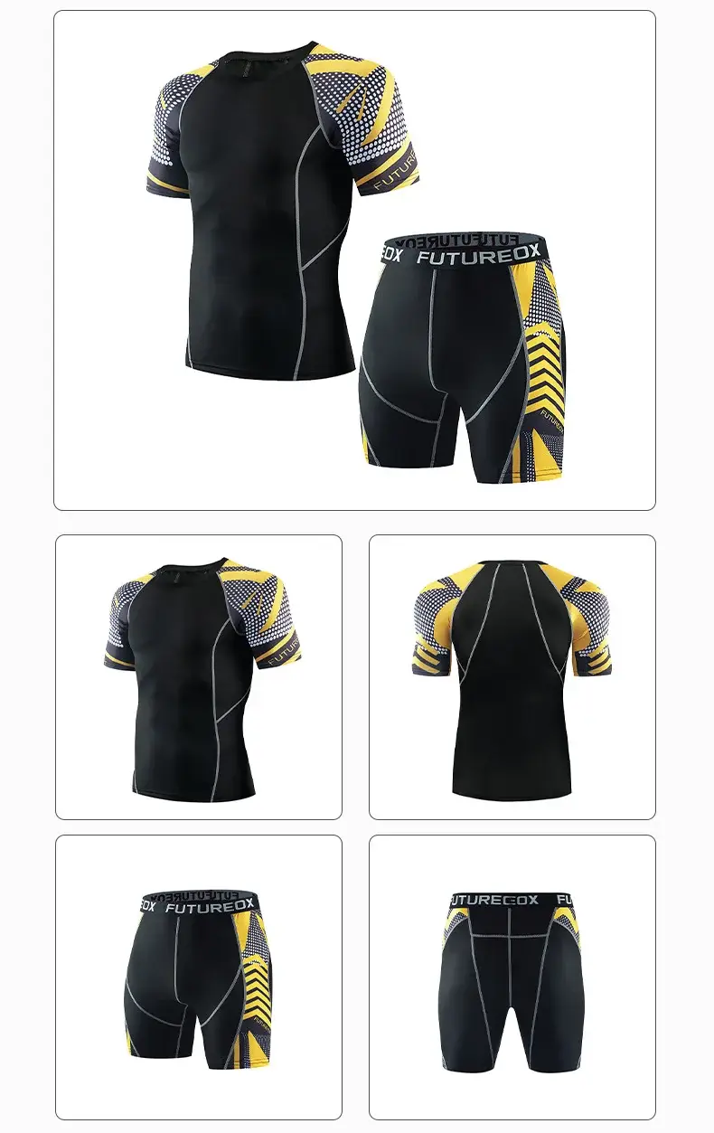 Men's Black FUTURE Stretchy Running Shorts & Top Set — feature 14