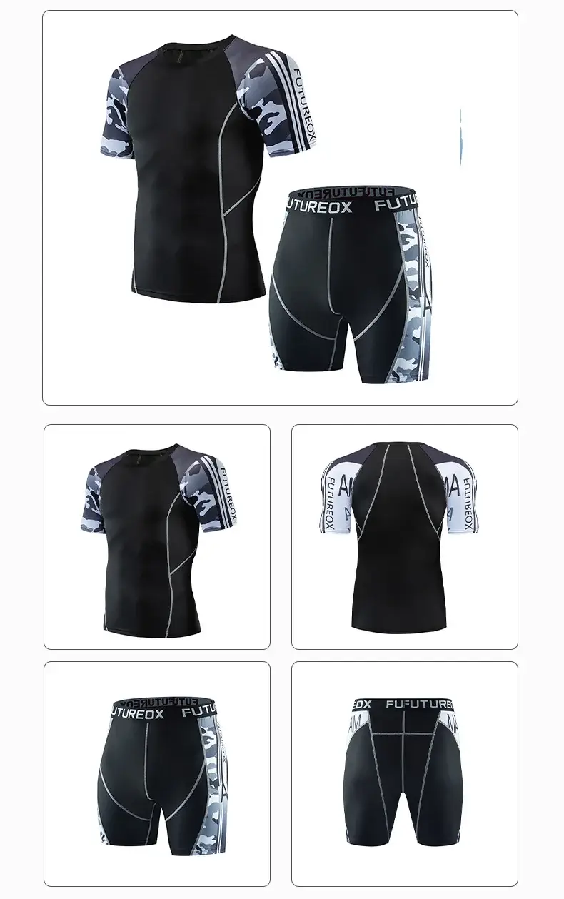 Men's Black FUTURE Stretchy Running Shorts & Top Set — feature 16