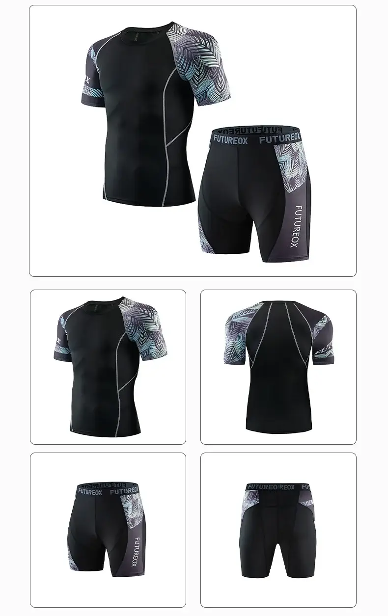 Men's Black FUTURE Stretchy Running Shorts & Top Set — feature 17