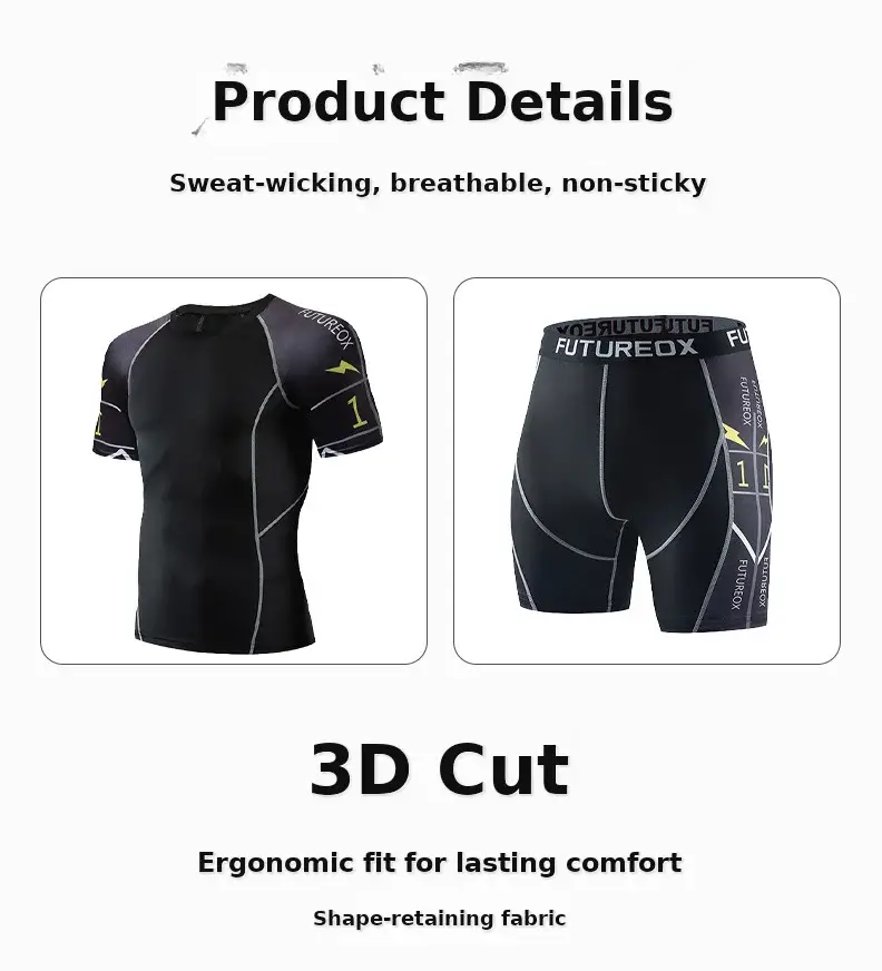 Men's Black FUTURE Stretchy Running Shorts & Top Set — feature 7