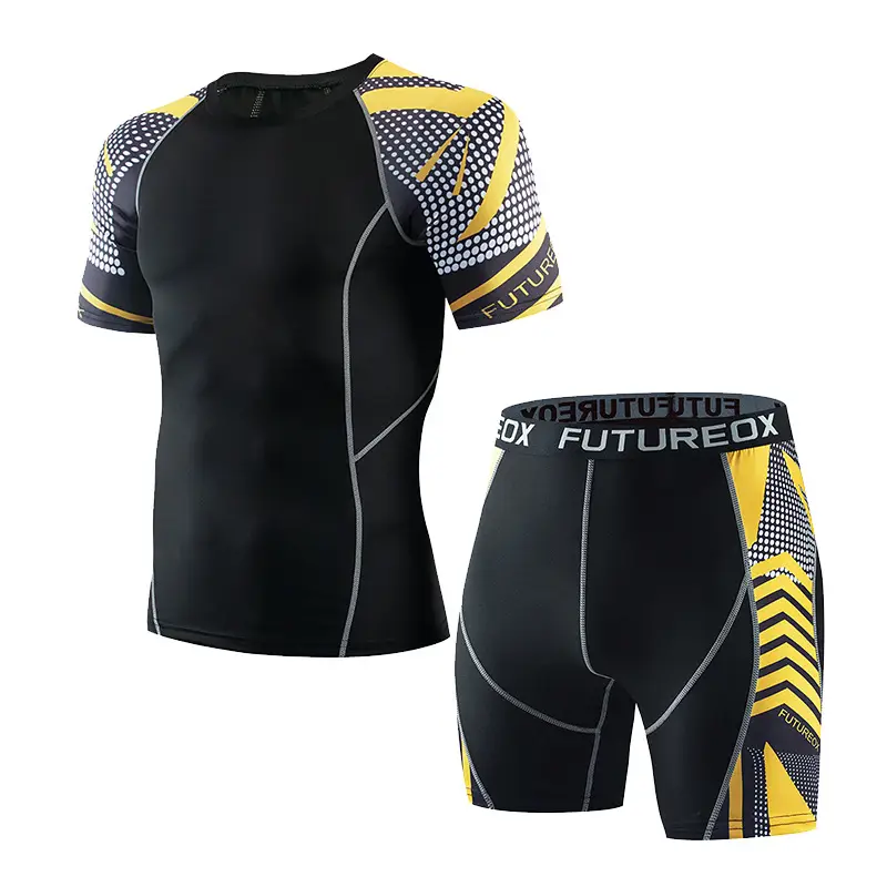 Men's Black FUTURE Stretchy Running Shorts & Top Set