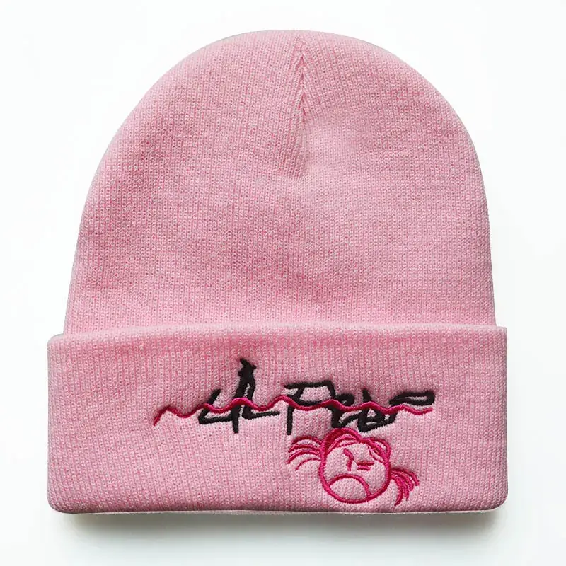 Pink Embroidered Girl's Ski Hat with Love Lil Peep Design - Image 7