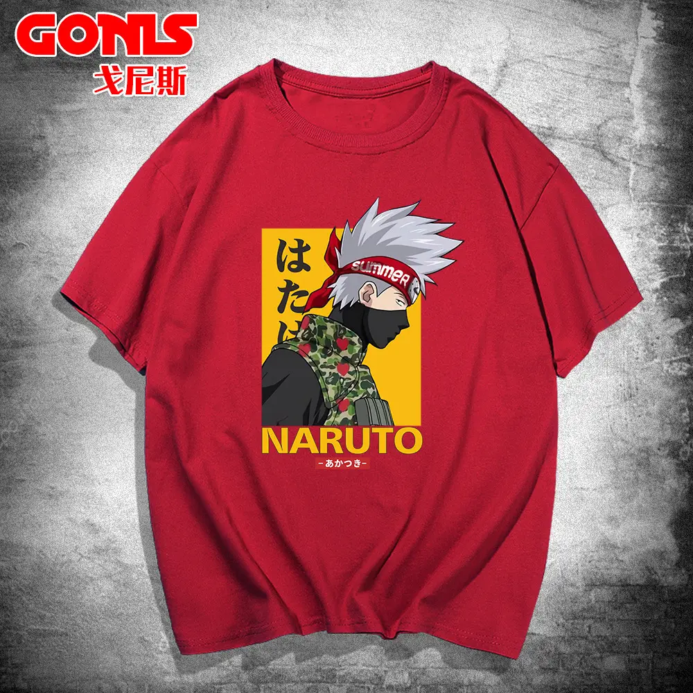 Men Naruto Graphic T-Shirt Yellow Short Sleeve - Image 4