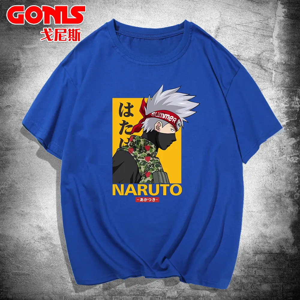 Men Naruto Graphic T-Shirt Yellow Short Sleeve - Image 5