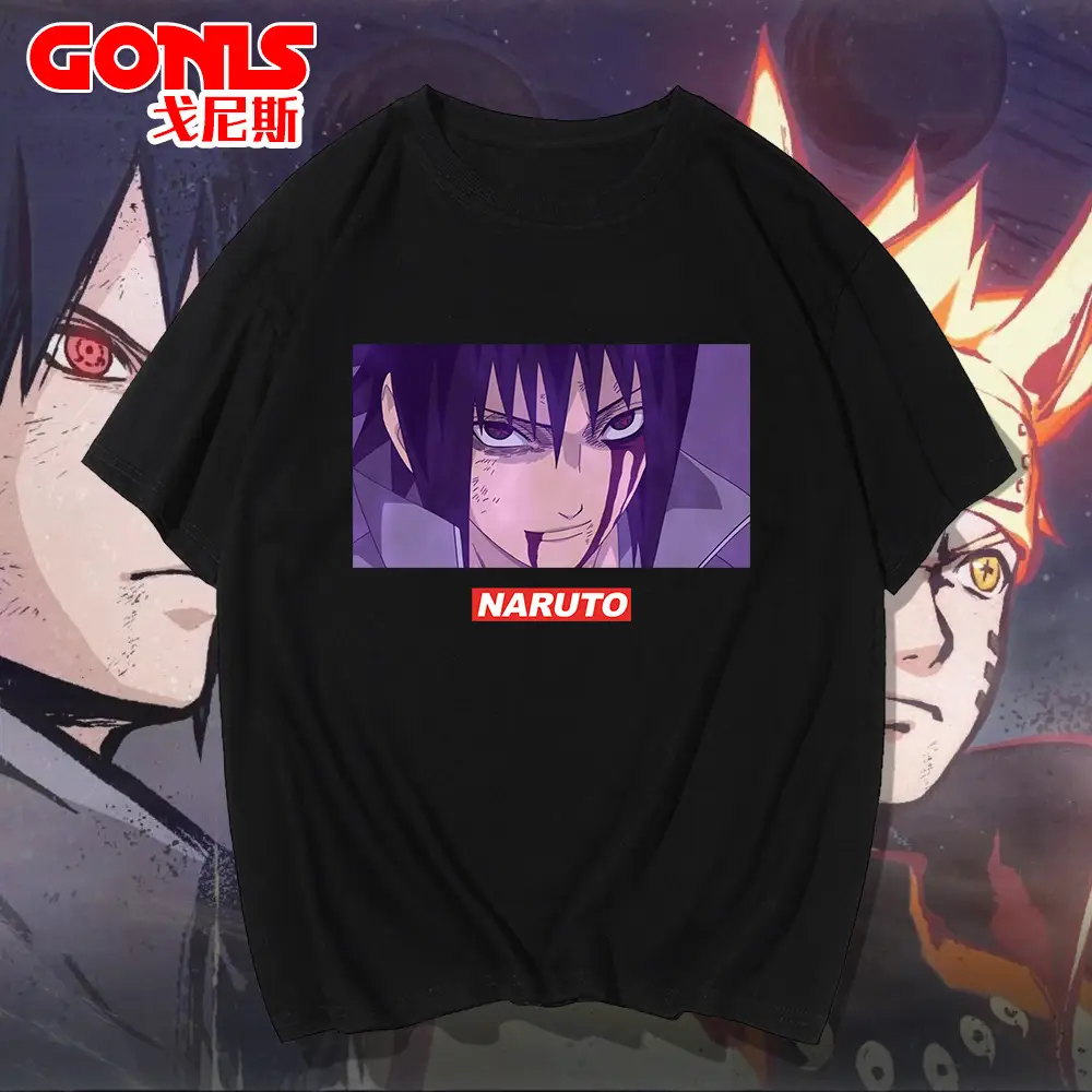Men Naruto Anime T-Shirt Red Cotton Loose Fit - Image 6