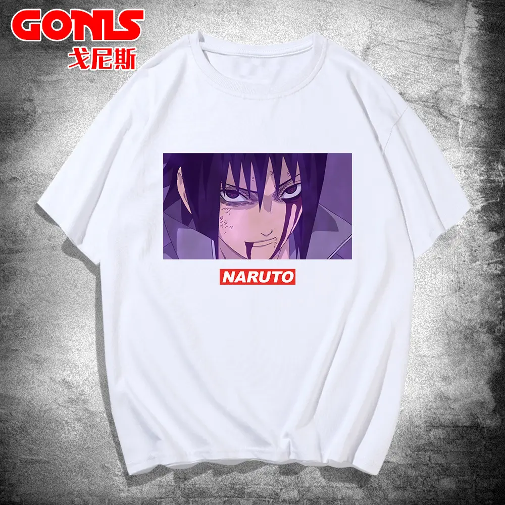 Men Naruto Anime T-Shirt Red Cotton Loose Fit - Image 8