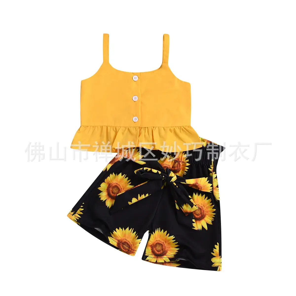 Yellow Button Front Girl's Cotton Top - Image 6