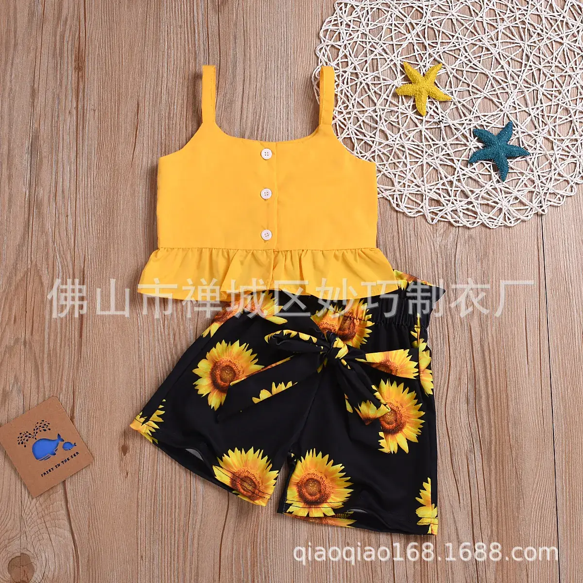 Yellow Button Front Girl's Cotton Top - Image 2