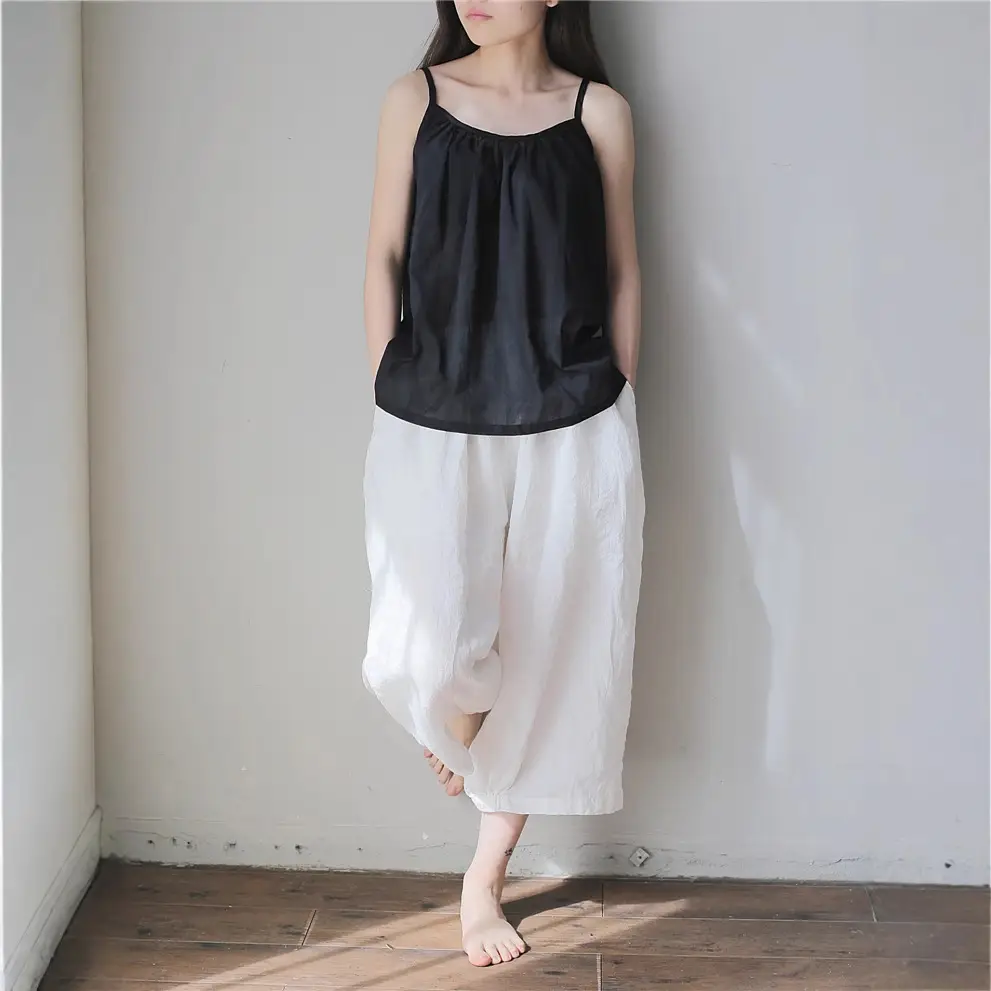 Women's White Sleeveless Camisole with Elastic Band - Image 4