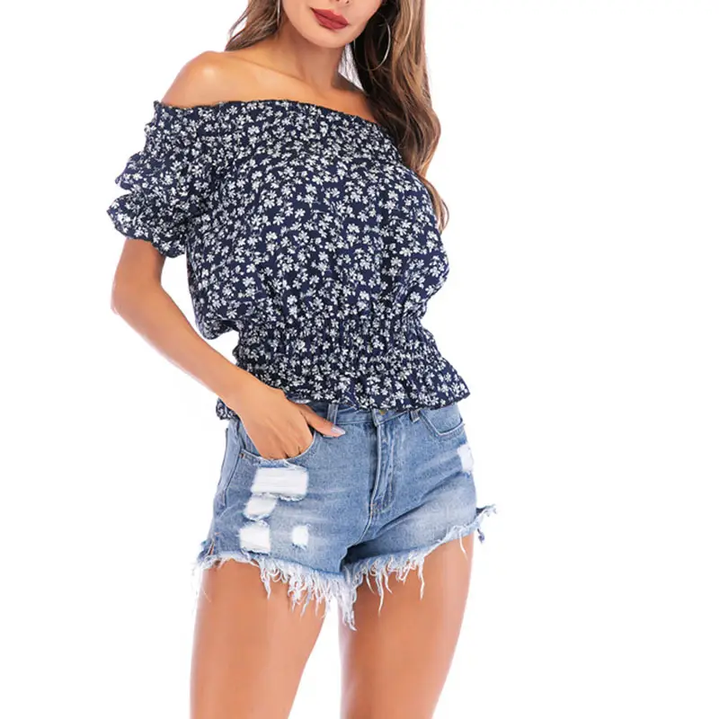 Off-Shoulder Chiffon Floral Shirt for Women - Image 2