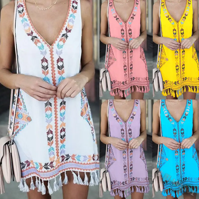 Aliexpress Ethnic Tassel Dress Large Size Lavender - Image 4
