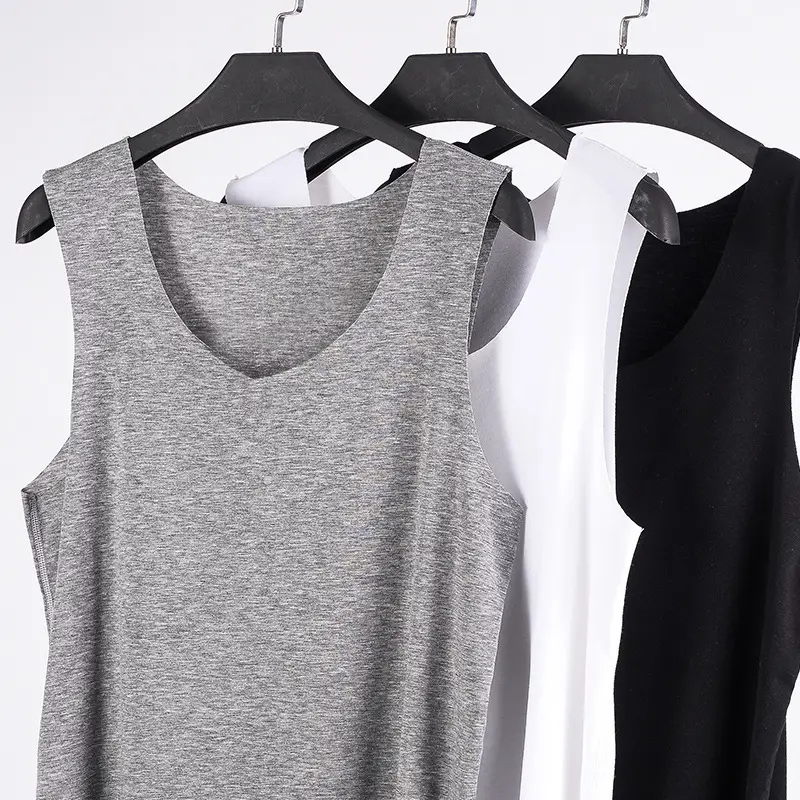 Men V-Neck Ice Silk Vest White Slim Fit - Image 5