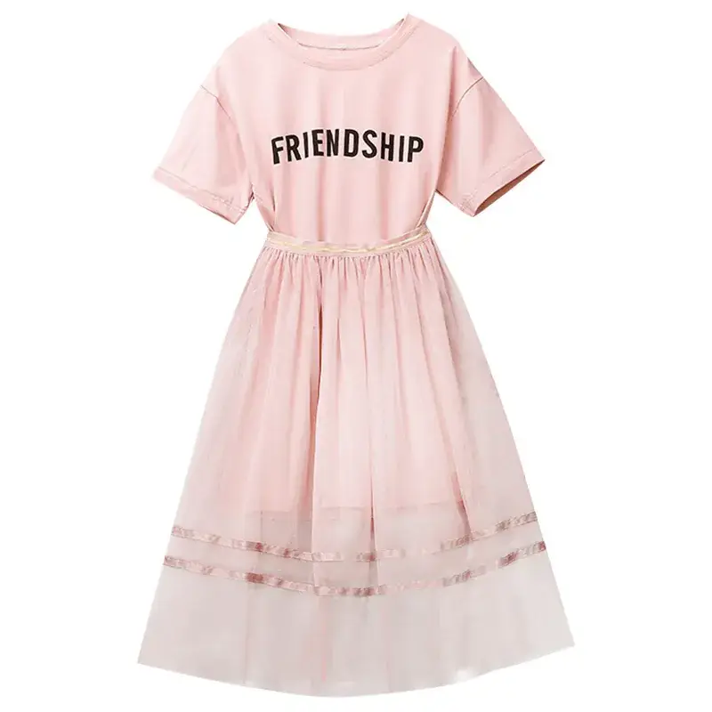 Girls Pink Korean Style Summer Outfit Set - Image 6