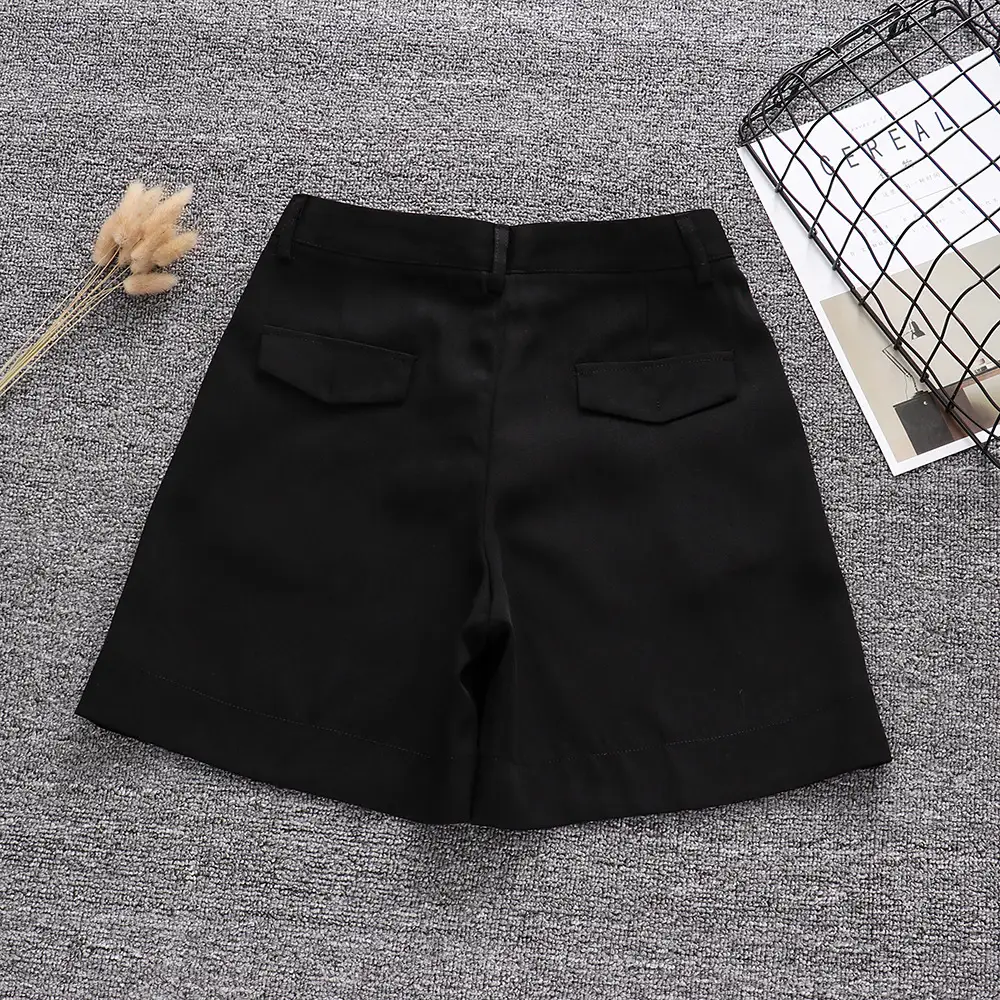 Black School Uniform Shorts for Girls Women - Image 2