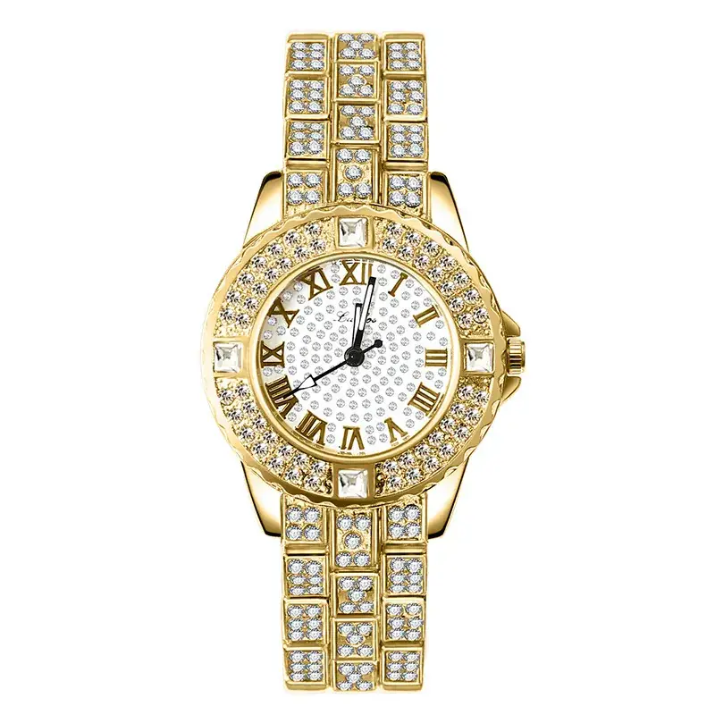 Glossy Rhinestone Women's Watch Gold Rose Gold Quartz - Image 2