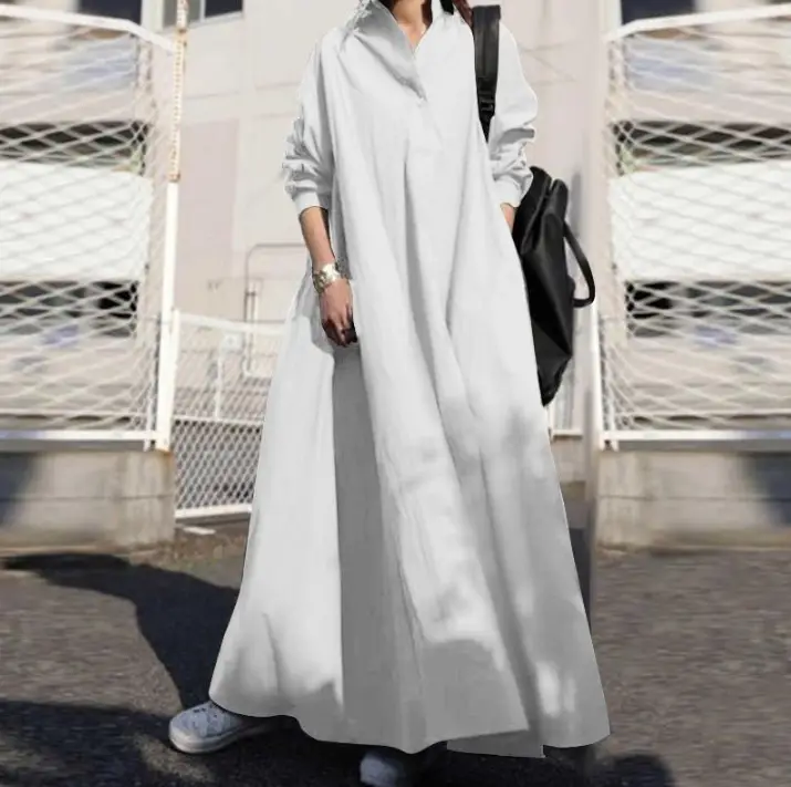 Black Long Sleeve Cotton Linen Dress Large — feature 14