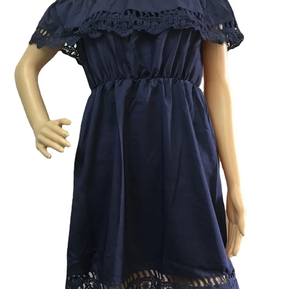 Black Lace One-Line Off-Shoulder Dress for Women